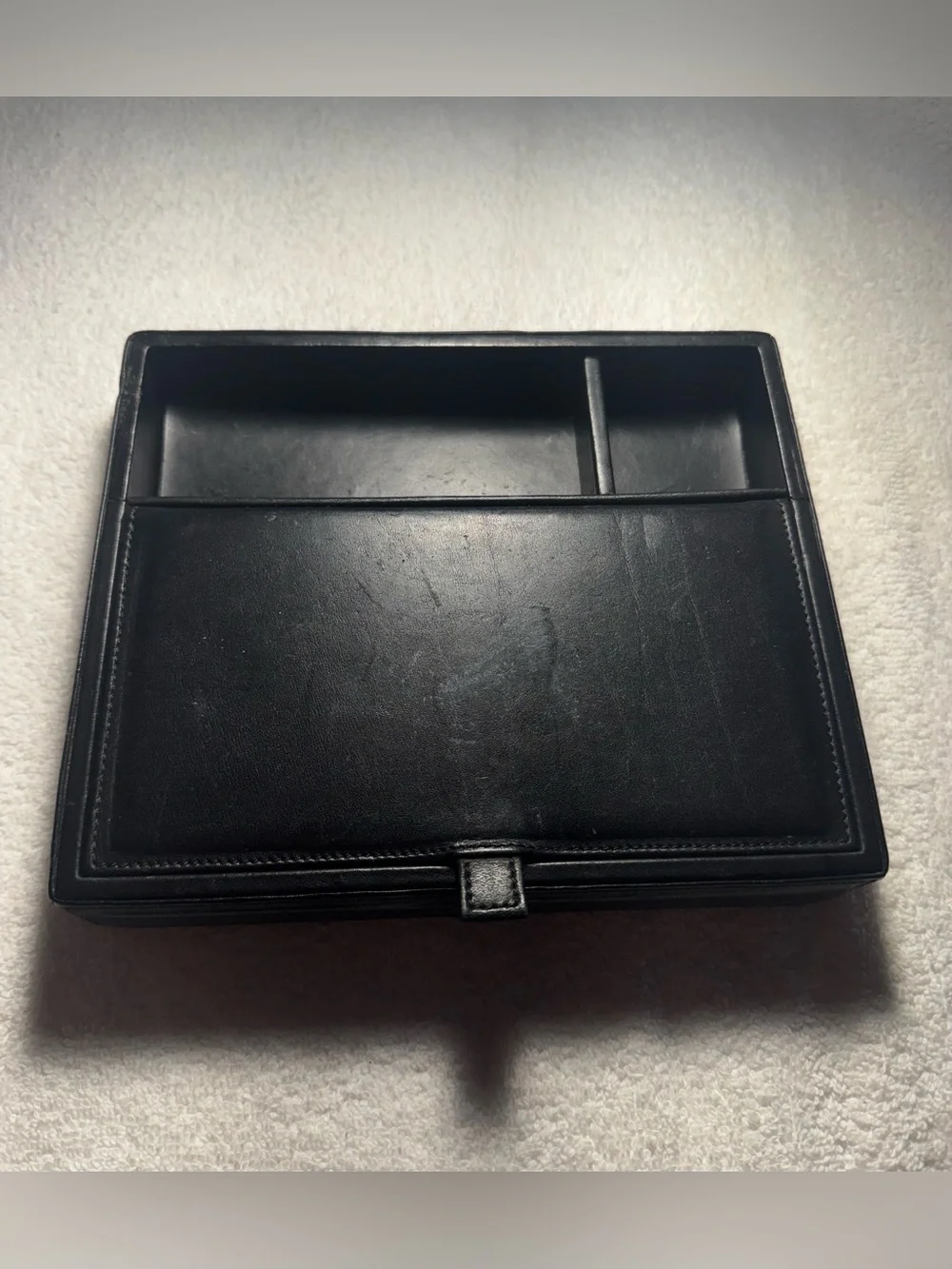 Vintage COACH Black Leather Valet with Suede Lining Jewelry Box